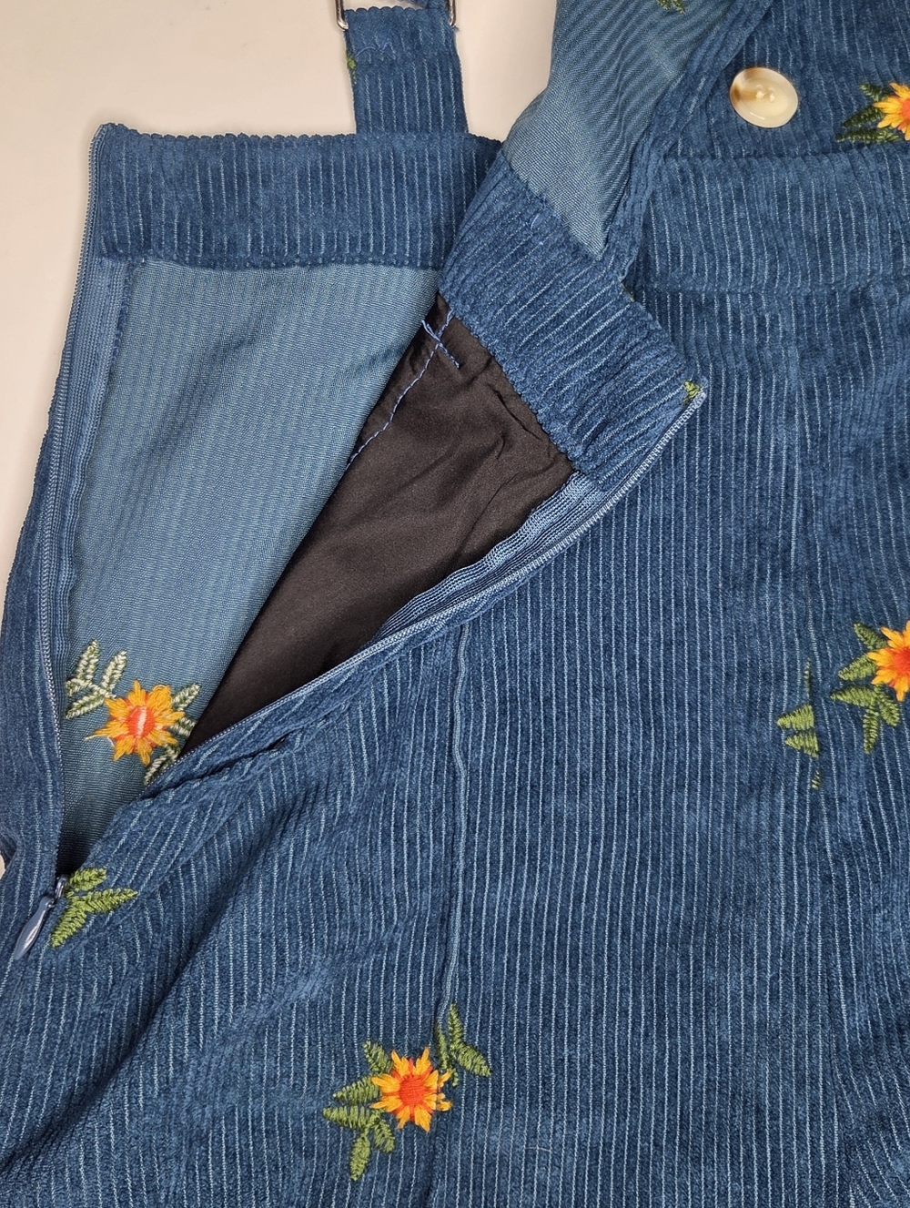 Cider Sunflower Corduroy Wide Leg Overall S Ditsy Floral Animal Crossing Boho - Picture 6 of 11